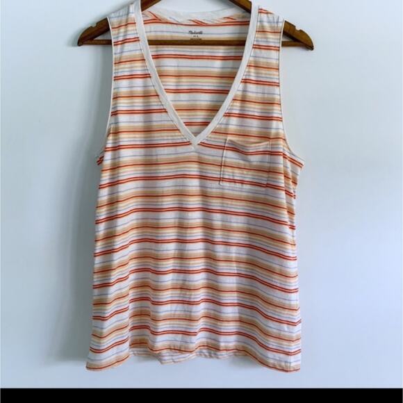 Madewell Striped Multi Whisper V Neck Tank - Picture 2 of 5